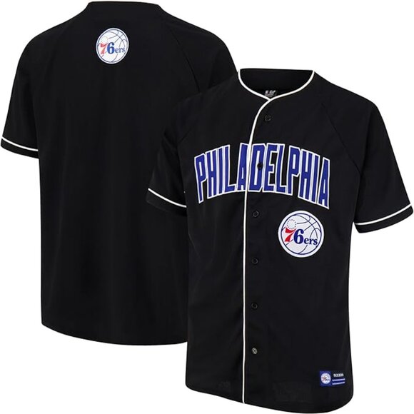 NBA 'Philadelphia 76ers' Black Button-up Basketball Sports Jersey - Size XXXL - Picture 1 of 10
